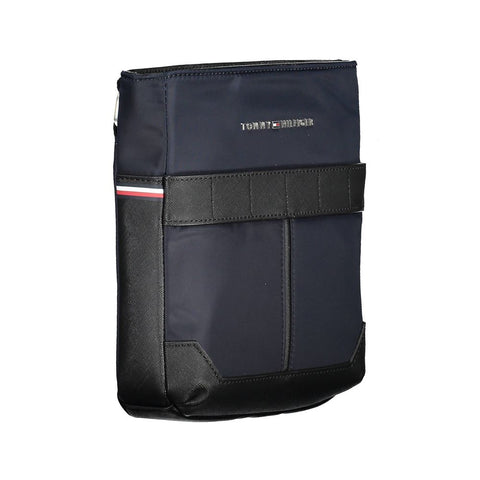 Blue Polyurethane Men's Shoulder Bag
