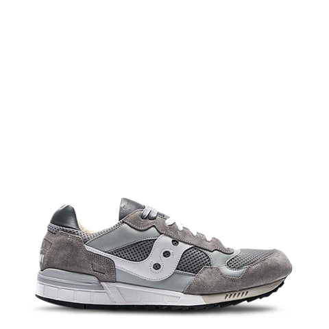 Saucony Shadow-5000 sneakers in black and white with suede and mesh details, featuring classic running shoe design.