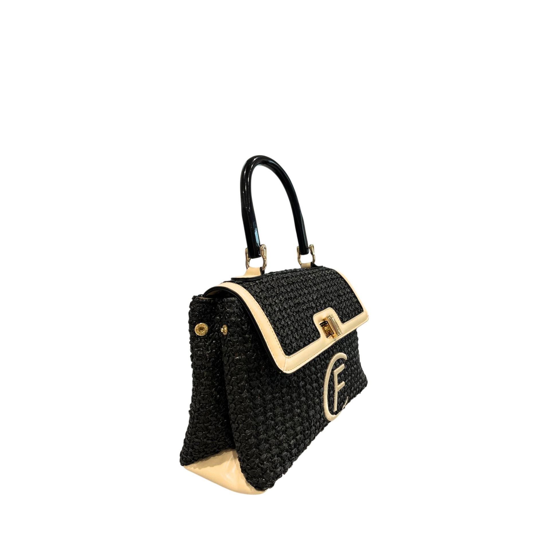 Cristinaeffe CF22703 black handbag by Jag Couture London - New York, featuring sleek leather design and silver hardware.