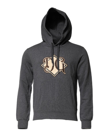 Gray Logo Patch Hooded Sweatshirt Sweater