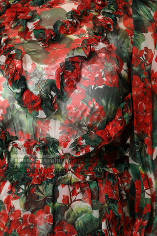 Multicolor Ruffle Floral Long Sleeves Dress
