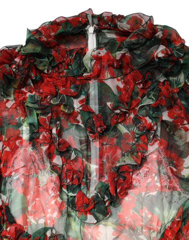 Multicolor Ruffle Floral Long Sleeves Dress