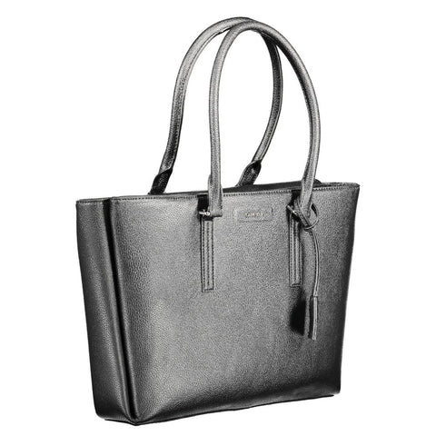 Black Polyurethane Women Shoulder Bag
