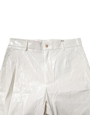 White Nylon Tapered Dress Men Pants