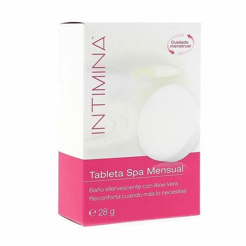 Intimina Monthly Spa Tablet by Jag Couture London-New York, 28g, showcasing the detox and relaxation product in a clear container.