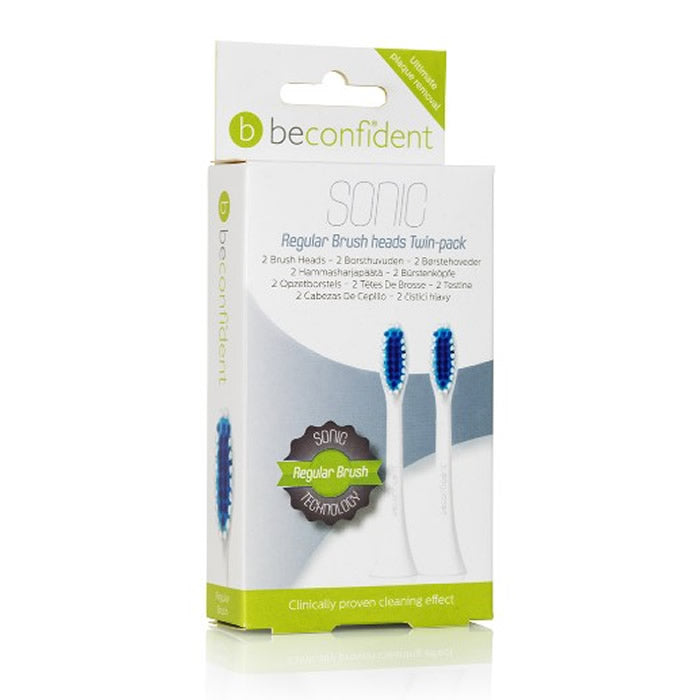 Beconfident Sonic Regular Brush Heads White 2 Units Jag Couture London - New York