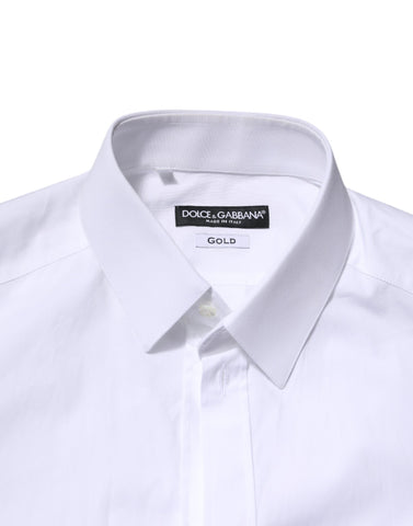 White Cotton GOLD Long Sleeves Formal Shirt