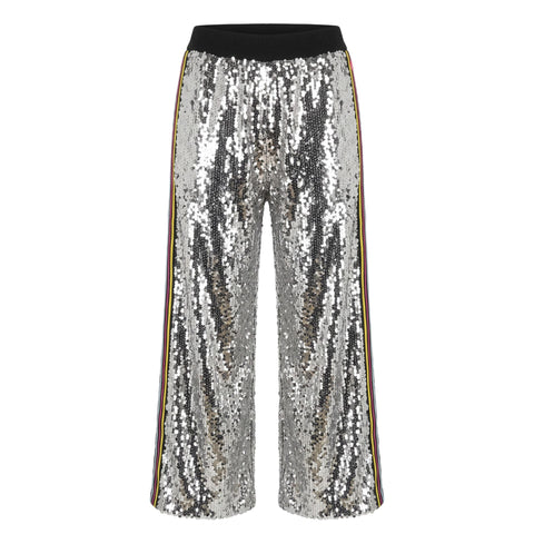 Silver Trussardi jeans with detailed stitching and classic fit, showcased by Jag Couture London - New York.