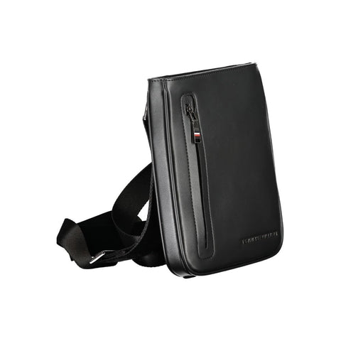 Black Polyurethane Men's Shoulder Bag