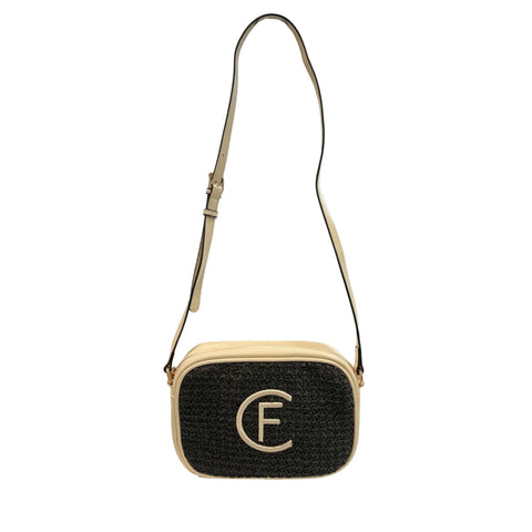 Cristinaeffe CF22702 black handbag by Jag Couture London - New York, showing its sleek design and high-quality leather finish.