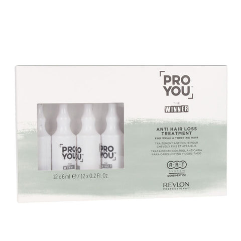 Revlon Proyou The Winner anti-hair loss treatment bottles by Jag Couture London, 12x 6ml, showing the product packaging and applicators.