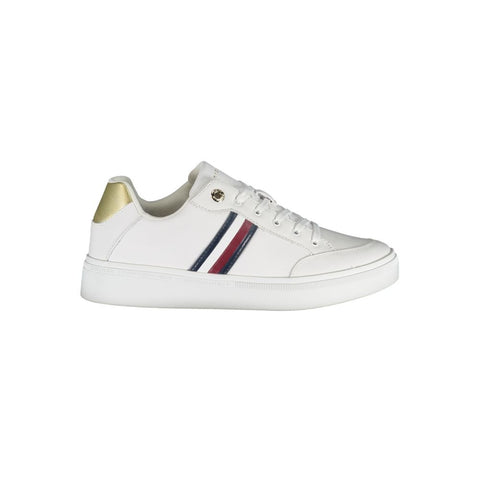 White Polyurethane Women Sneaker