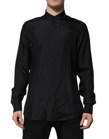 Dark Blue Silk MARTINI Men Formal Dress Shirt