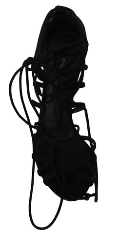 Black suede strap stilettos sandals by Dolce & Gabbana with high heels and sleek design.