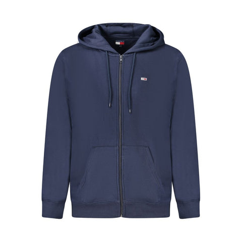 Blue Cotton Men's Hooded Sweatshirt