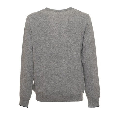 Gray melange Sergio Tacchini athletic sweatshirt with logo details, shown on a hanger against a plain background.
