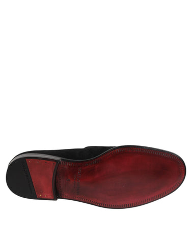 Black Suede Slip On Loafers Formal Shoes