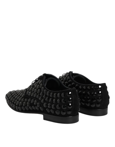 Black Suede Strass Derby Formal Shoes