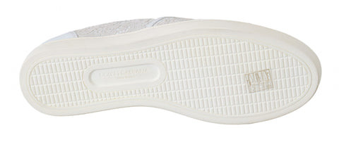White leather lace slip-on loafers shoes by Dolce & Gabbana, featuring a sleek design and classic style.