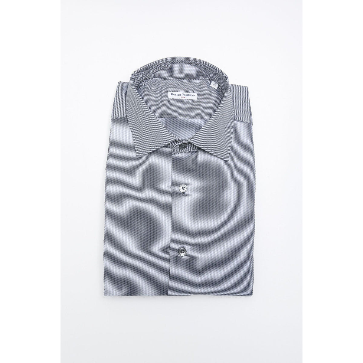 Jag Couture London - New York Robert Friedman LEO1SL_57117_021BluBianco stylish men's shirt with blue and white pattern, close-up view