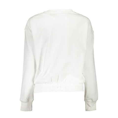 White Cotton Women Sweatshirt