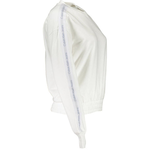 White Cotton Women Sweatshirt