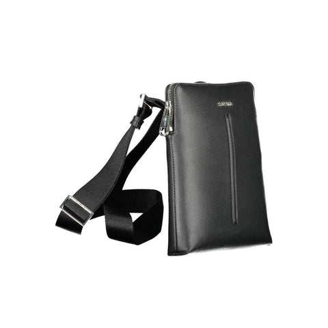 Black Polyurethane Men Shoulder Bag