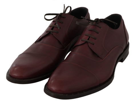 Red Bordeaux leather Derby formal shoes by Dolce & Gabbana, featuring classic design and polished finish.