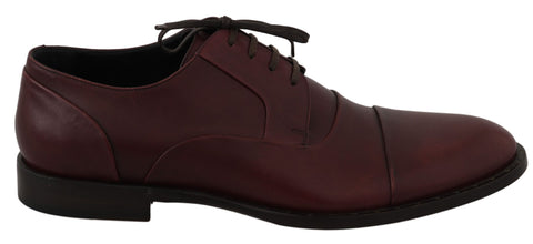 Red Bordeaux leather Derby formal shoes by Dolce & Gabbana, featuring sleek design and polished finish.