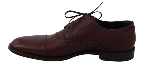 Red Bordeaux leather Derby formal shoes by Dolce & Gabbana, featuring sleek design and polished finish.