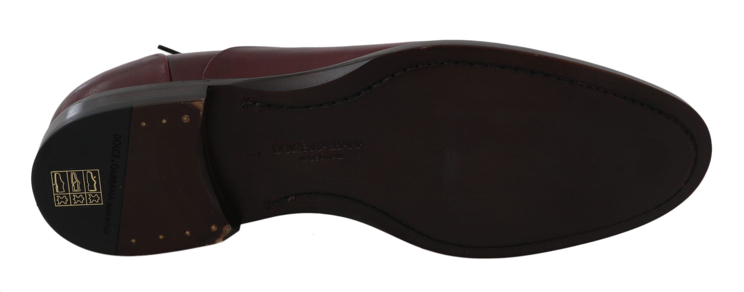 Red Bordeaux leather Derby formal shoes by Dolce & Gabbana with sleek design and polished finish.