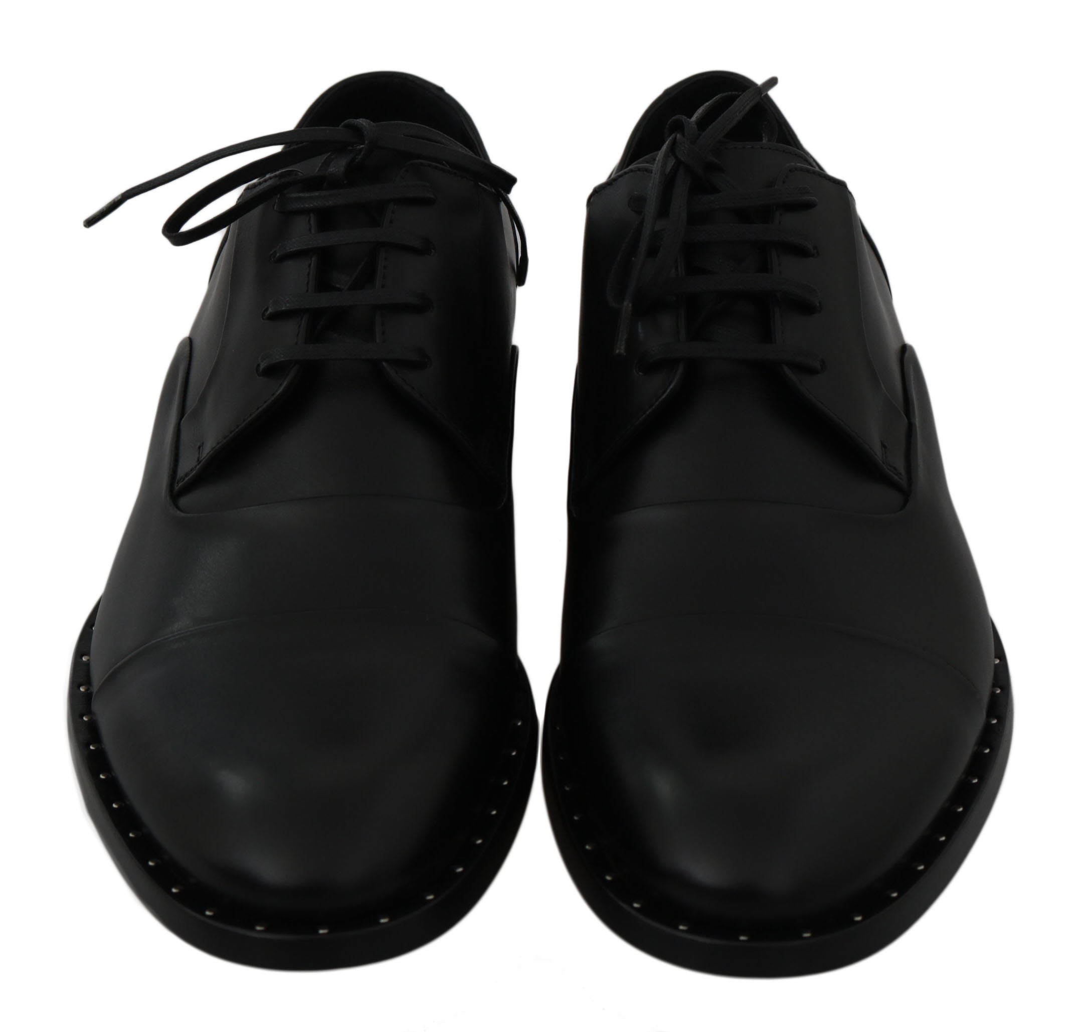 Black leather Derby formal shoes by Dolce & Gabbana, stylish men's dress shoes with polished finish and classic design.