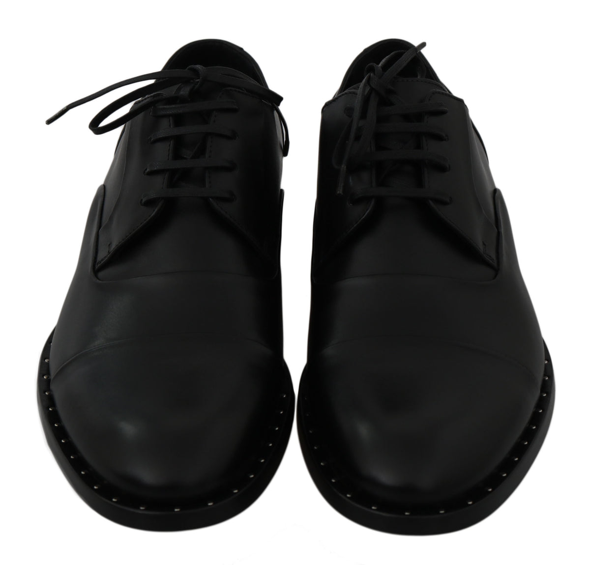Black leather Derby formal shoes by Dolce & Gabbana, stylish men's dress shoes with polished finish and classic design.