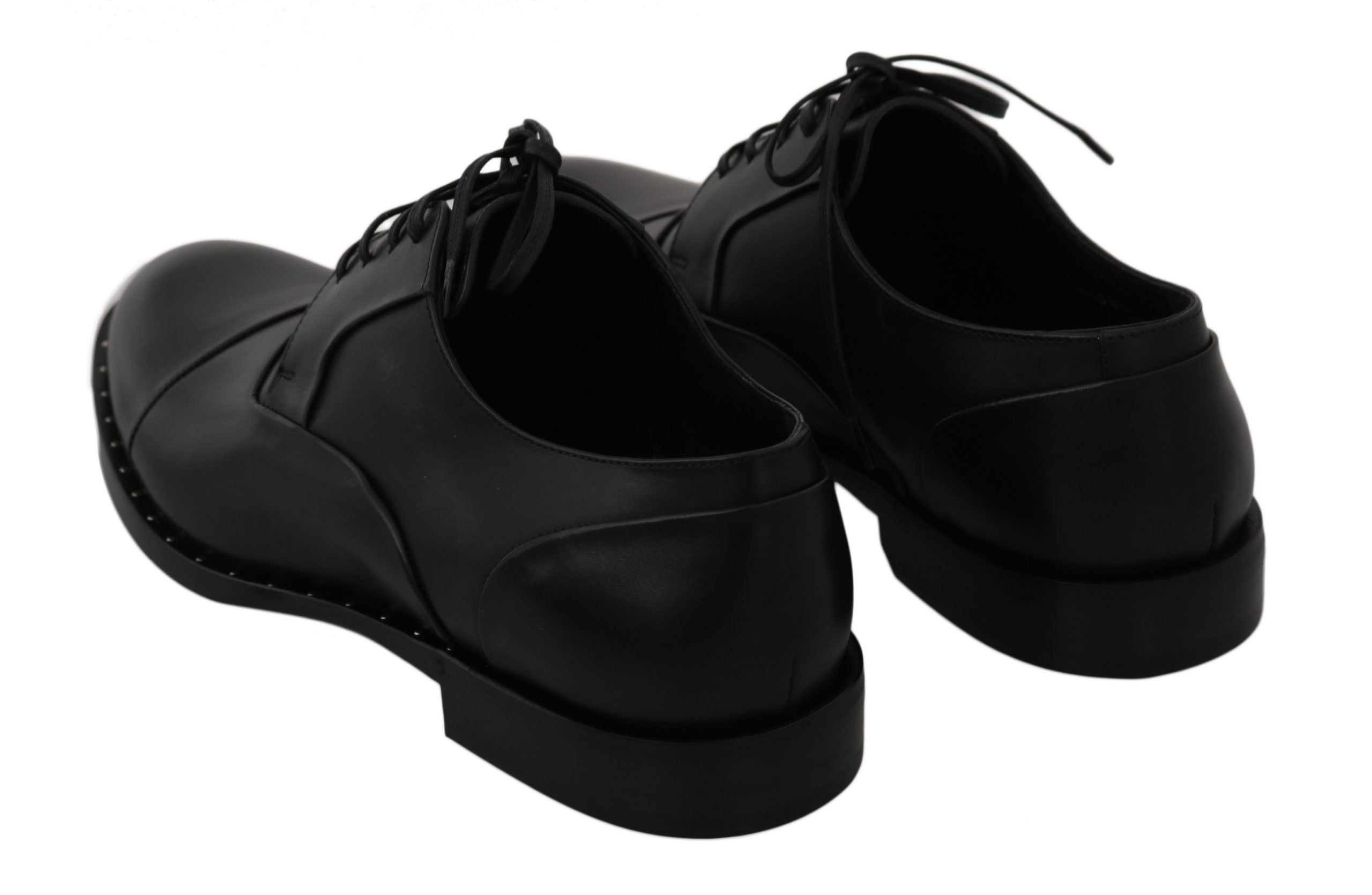 Black leather Derby formal shoes by Dolce & Gabbana, stylish men's dress shoes with sleek design and polished finish.