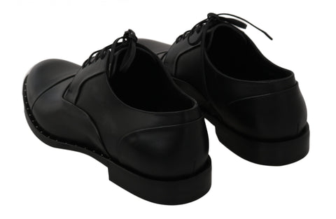 Black leather Derby formal shoes by Dolce & Gabbana, stylish men's dress shoes with sleek design and polished finish.