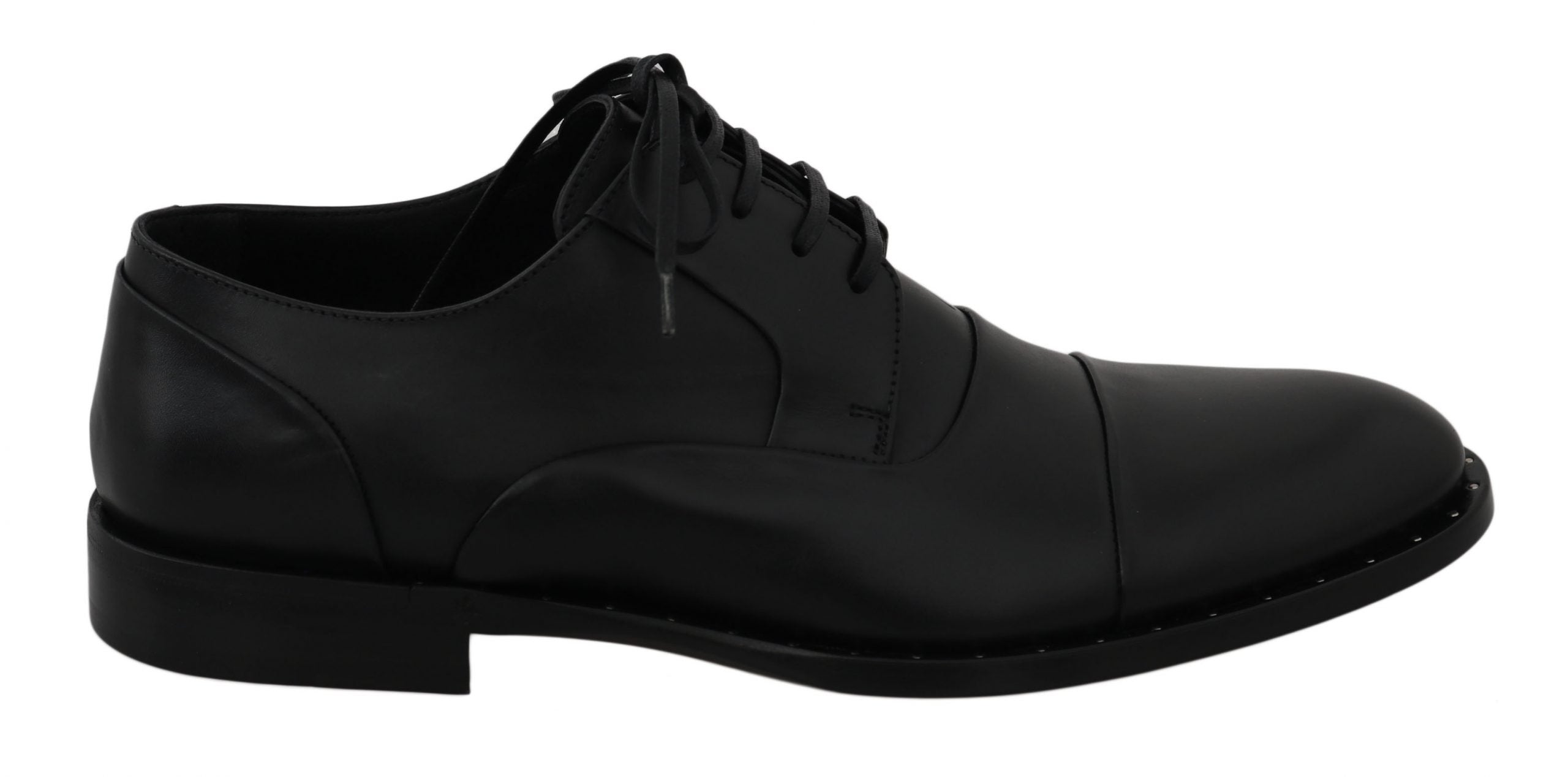 Black leather Derby formal shoes by Dolce & Gabbana featuring sleek design and classic lace-up style.
