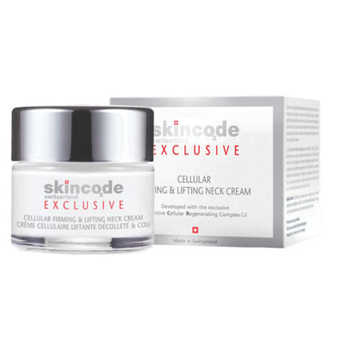 Jag Couture London New York Skincode Cellular Firming & Lifting Neck Cream 50ml in a sleek jar, designed to tighten and hydrate the neck area.
