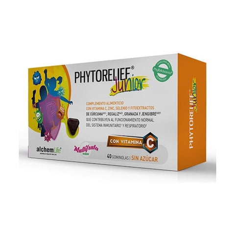 Phytorelief Junior 40 tablets by Jag Couture London - New York, showing the packaging and tablets on a white background.