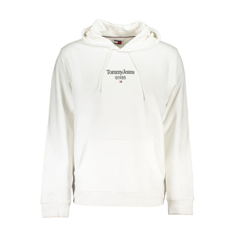 White Cotton Men's Sweatshirt with Hood