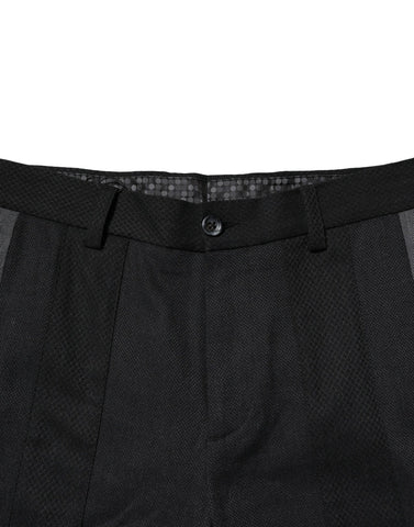 Black Gray Cotton Tapered Men Pants