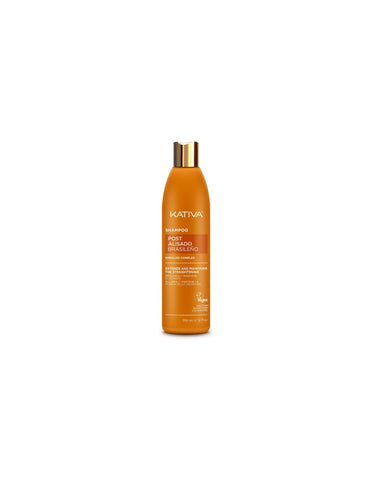 Jag Couture London New York Kativa Post Alisado Keratina shampoo bottle, creamy white packaging for smoothing hair treatment.