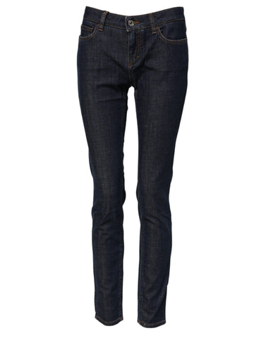 Blue Skinny Cotton Mid Waisted Denim Jeans