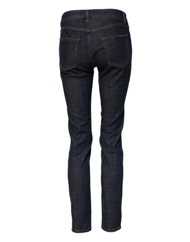 Blue Skinny Cotton Mid Waisted Denim Jeans