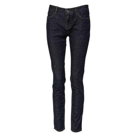 Blue Skinny Cotton Mid Waisted Denim Jeans