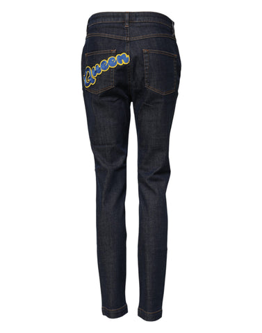Blue Queen Patch AUDREY Mid Waist Denim Jeans