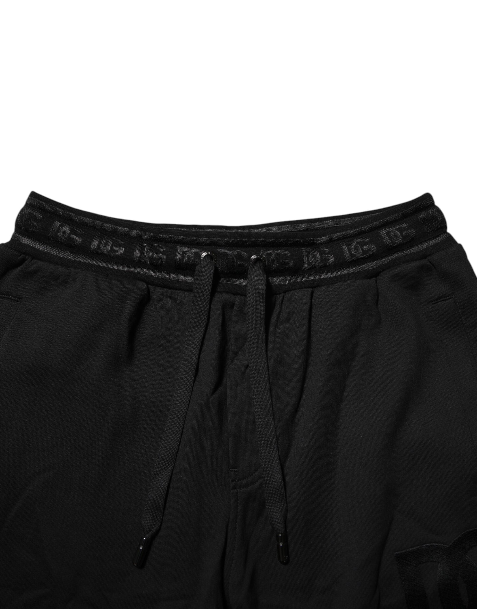 Black Cotton Drawstring Jogger Pants