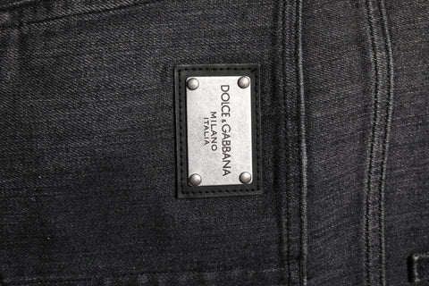 Gray Washed Cotton Loose Denim Jeans