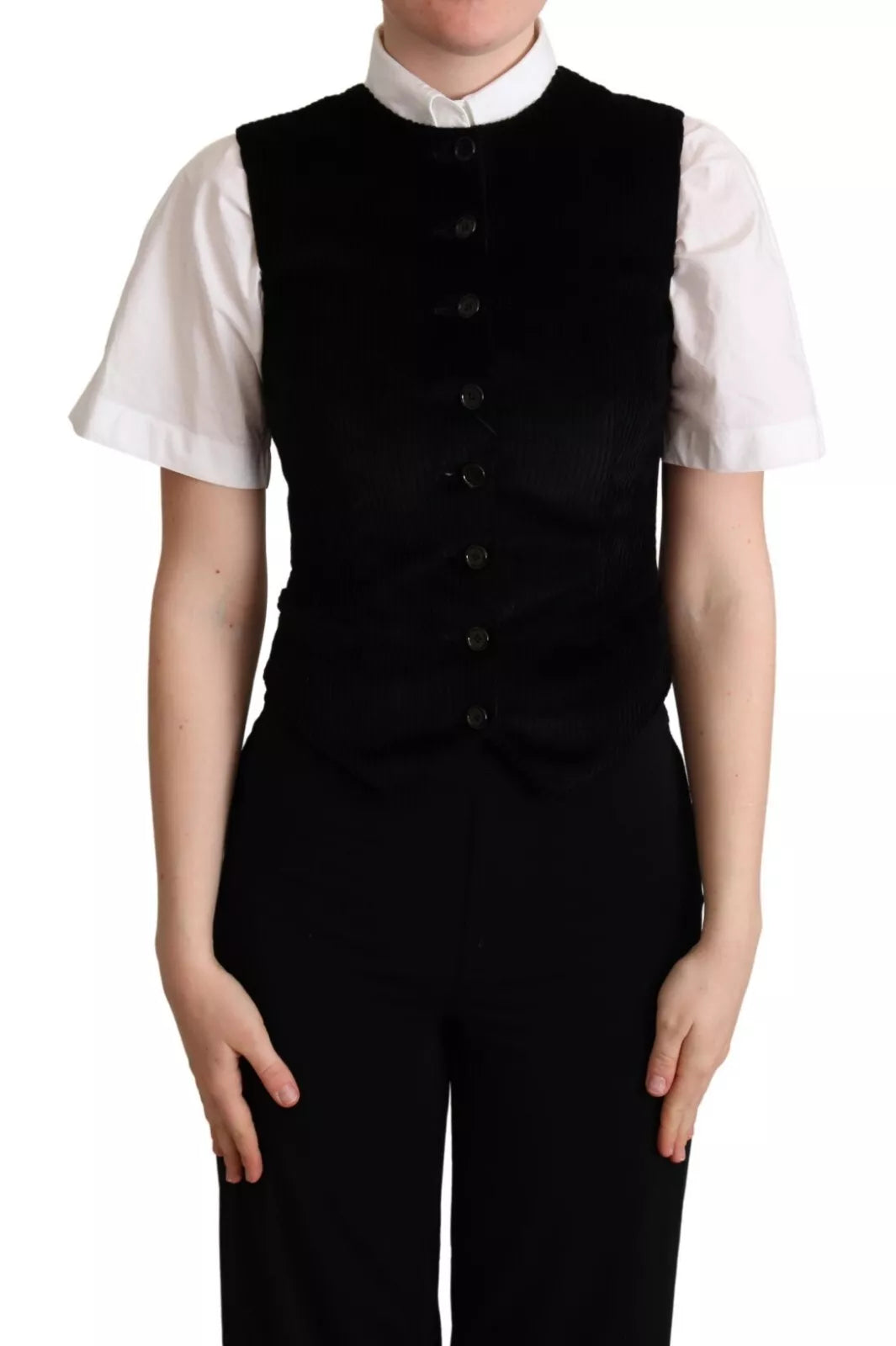 Black and brown leopard print waistcoat vest by Dolce & Gabbana, featuring a stylish pattern and tailored fit.