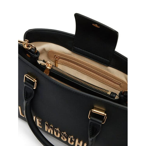Love Moschino JC4022PP1MKD0000 designer handbag by Jag Couture London in black with gold accents, featuring a structured shape and logo clasp.