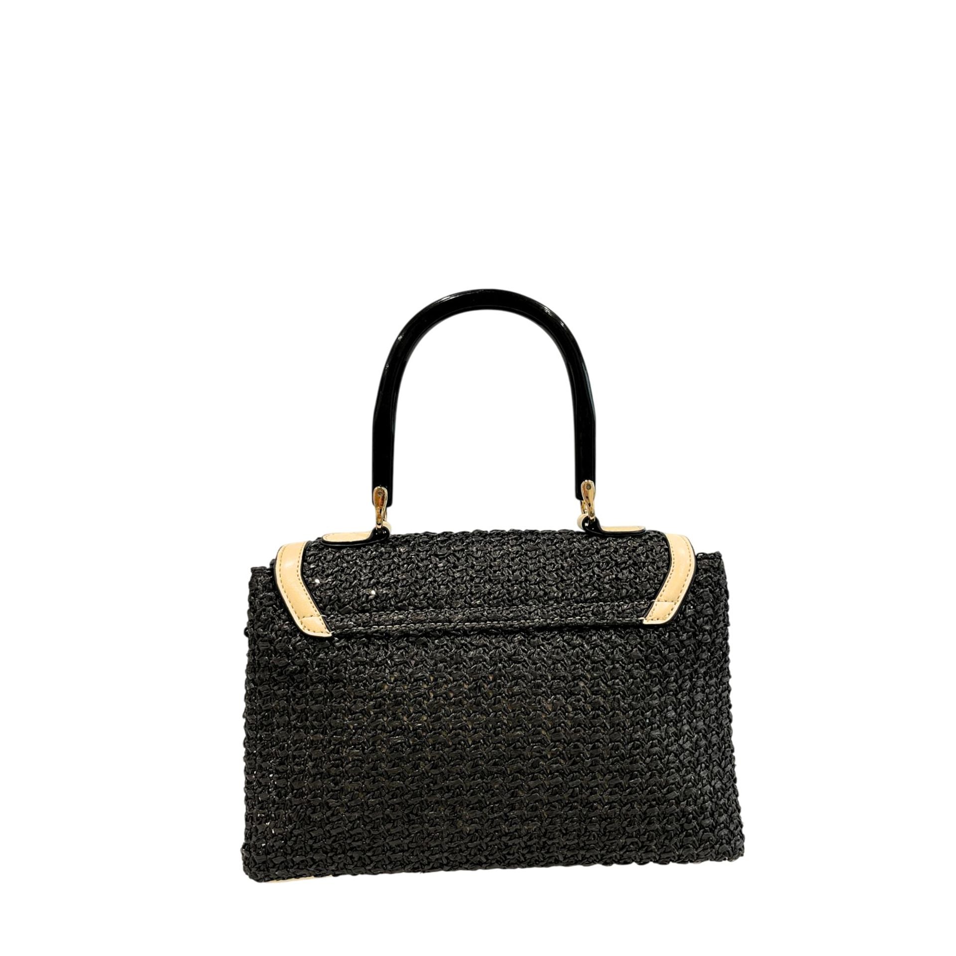 Cristinaeffe CF22703 black leather handbag by Jag Couture London - New York, showcasing sleek design and textured finish.